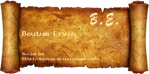 Beutum Ervin névjegykártya